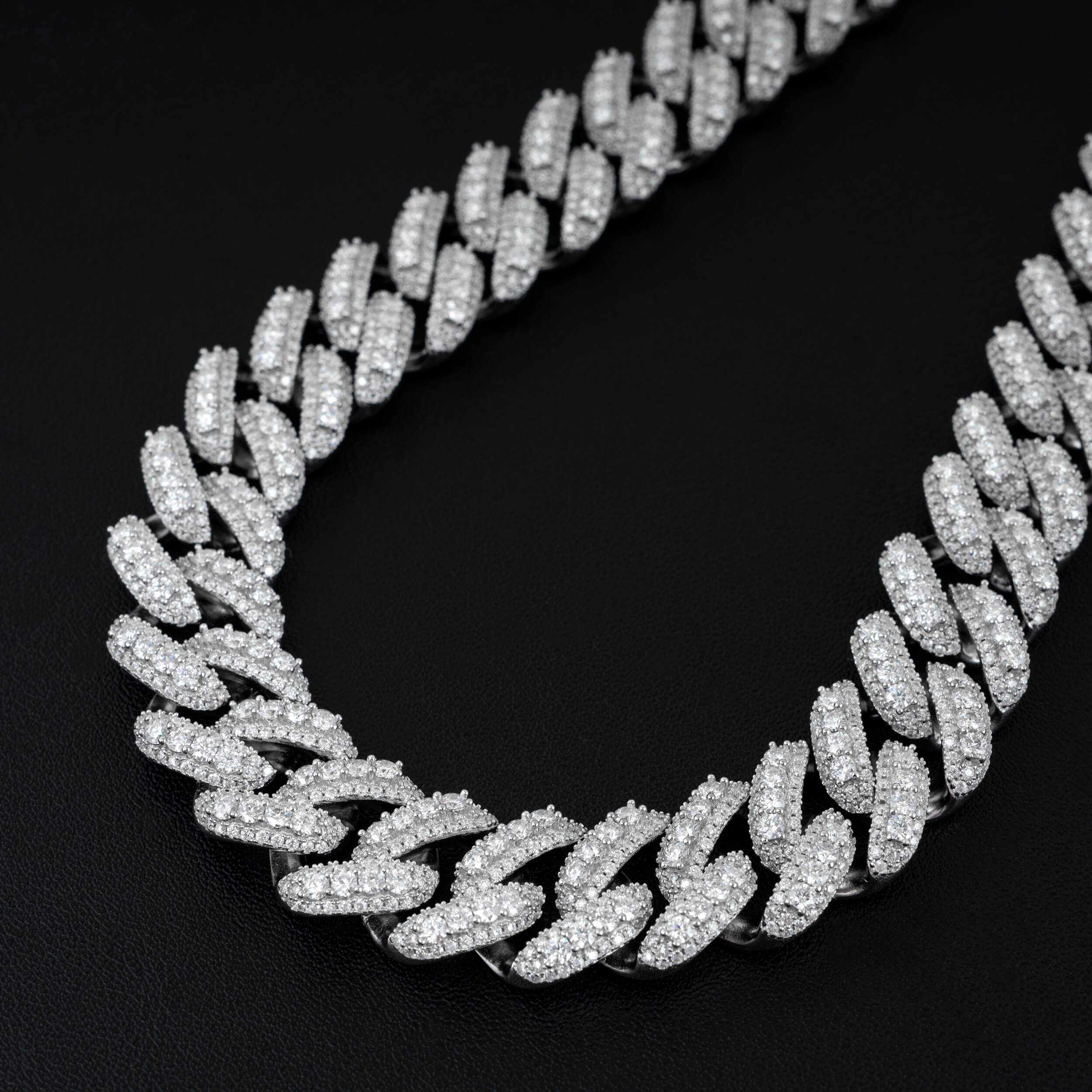 16MM S925 Silver Iced Out Jewelry Miami Cuban Link Necklace