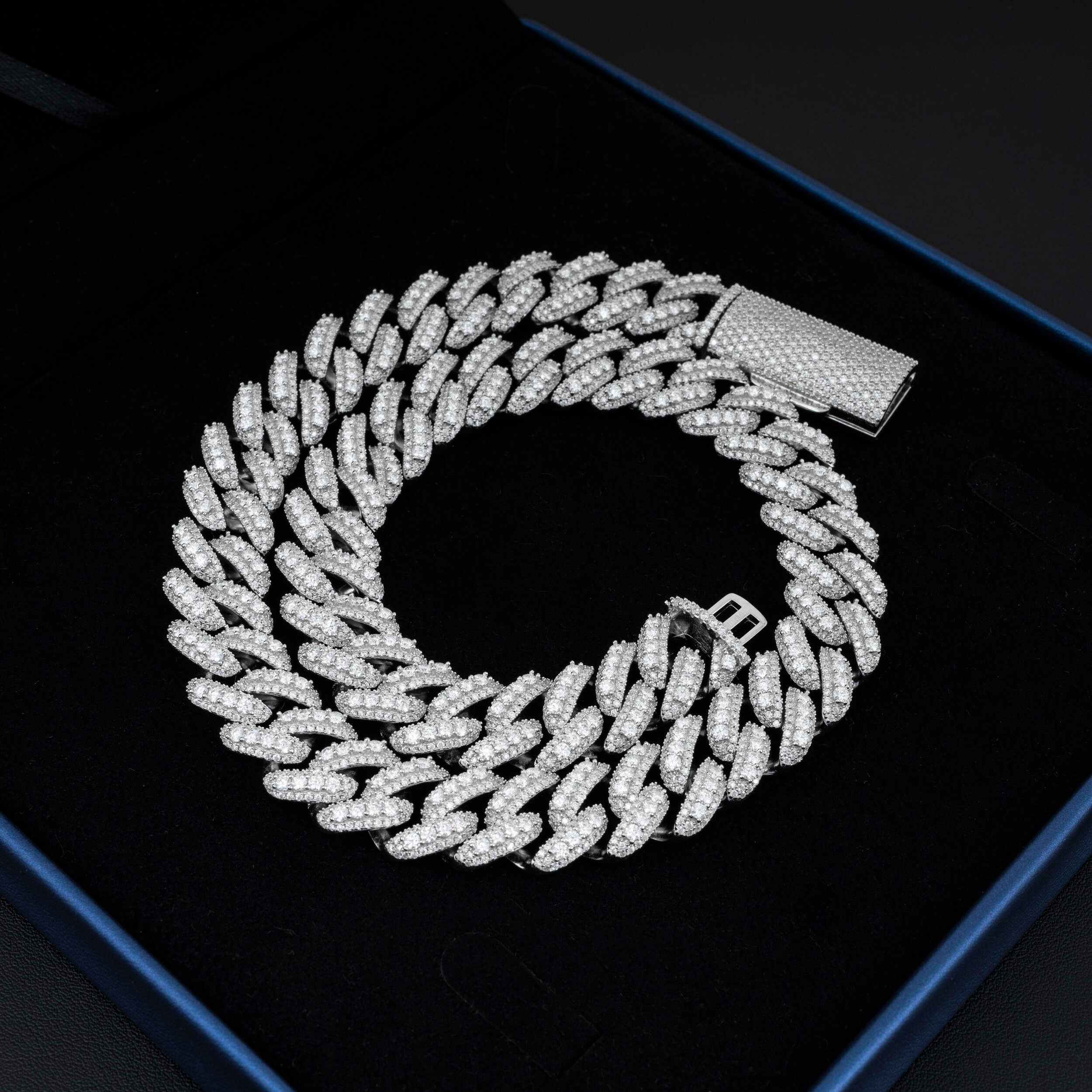 16MM S925 Silver Iced Out Jewelry Miami Cuban Link Necklace