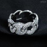 New fashion pass diamond tester iced out hip hop 925 sterling silver cuban moissanite ring
