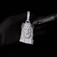GL Halo Jesus Crown of Thorns Rectangular Moissanite Pendant