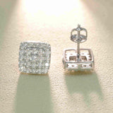 Hiphop Jewelry  925 Sterling Silver VVS Moissanite Square Earrings