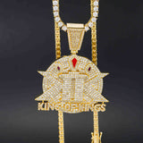 Hip Hop Style Round “King Of King” Letter Brass Zircon pendant