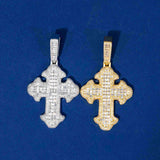 Emerald Cut Inlaid Cross Pendant