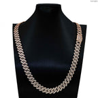 12MM S925 Silver 2 Rows VVS Moissnaite Edge Cuban Link Chain