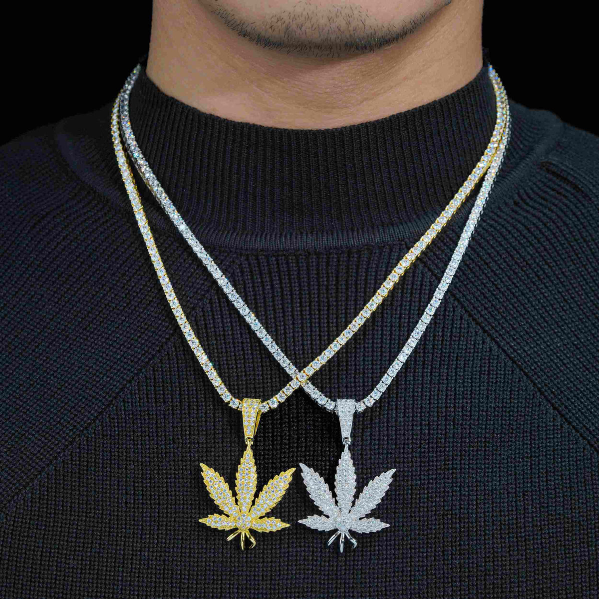 GL Hip Hop Iced Out Maple Leaf S925 Silver VVS Moissanite Pendant