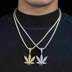 GL Hip Hop Iced Out Maple Leaf S925 Silver VVS Moissanite Pendant