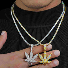 GL Hip Hop Iced Out Maple Leaf S925 Silver VVS Moissanite Pendant