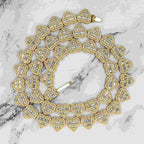 13MM S925 Silver Heart Shape Hip Hop Iced Out VVS Moissanite Baguette Diamond Cuban Chain