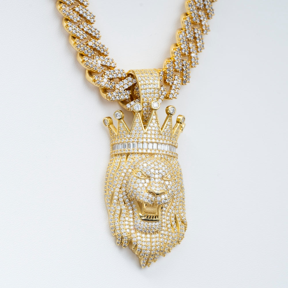 GL Rapper Rock Moissanite Silver custom lion head pendant