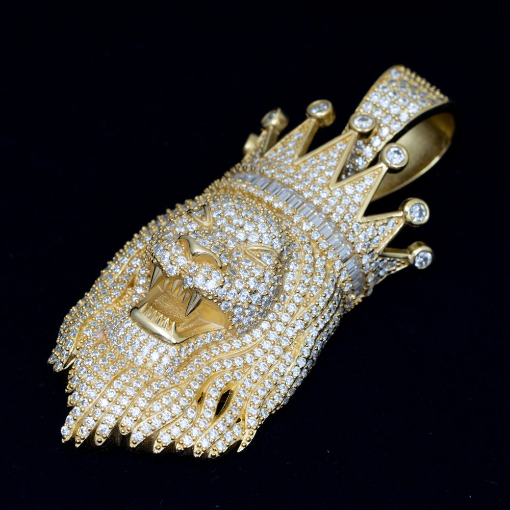 GL Rapper Rock Moissanite Silver custom lion head pendant