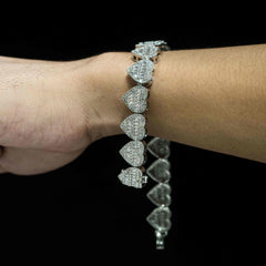 GL Heart Shape Hip Hop Iced Out Silver VVS Moissanite Baguette Diamond Chain