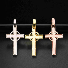 GL Circular Cross Set Emerald Cut Round Cut Zircon Pendant