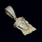 GL 18k Gold Plated Silver Miossanite Diamonds Jesus Pendant
