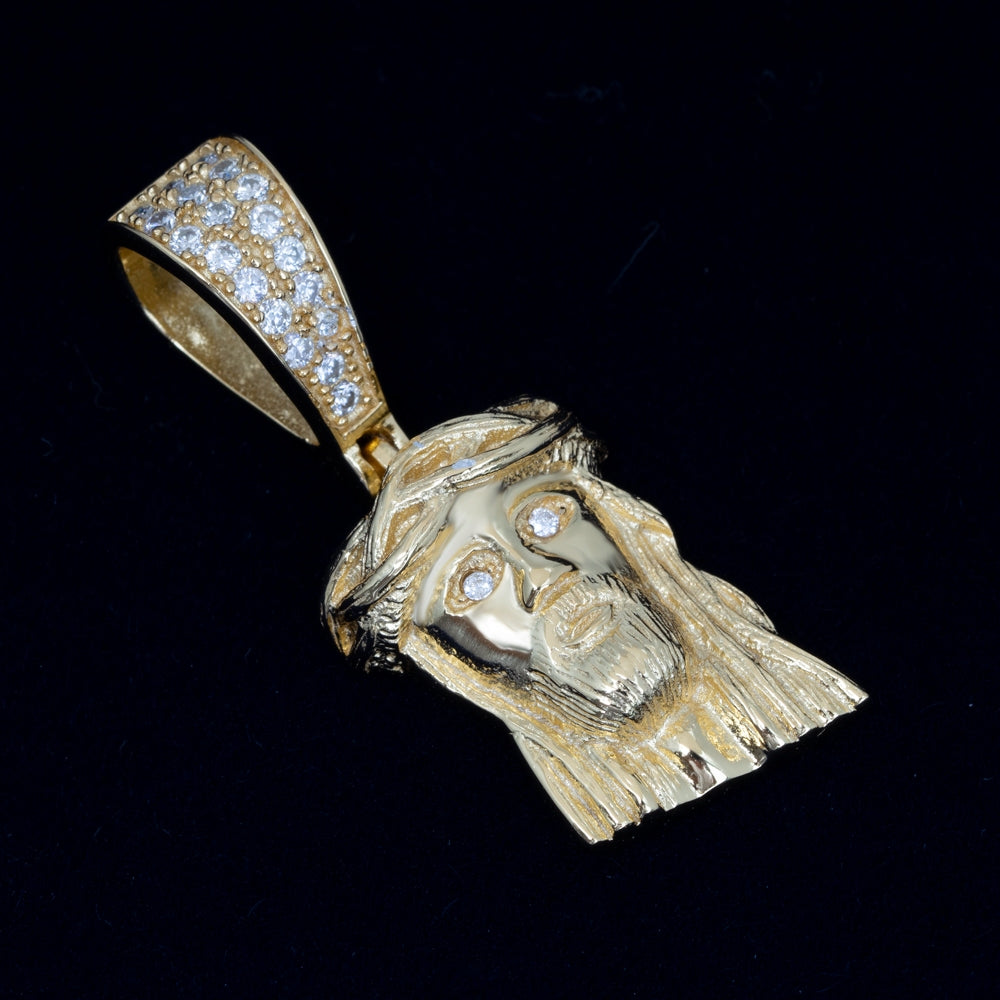 GL 18k Gold Plated Silver Miossanite Diamonds Jesus Pendant
