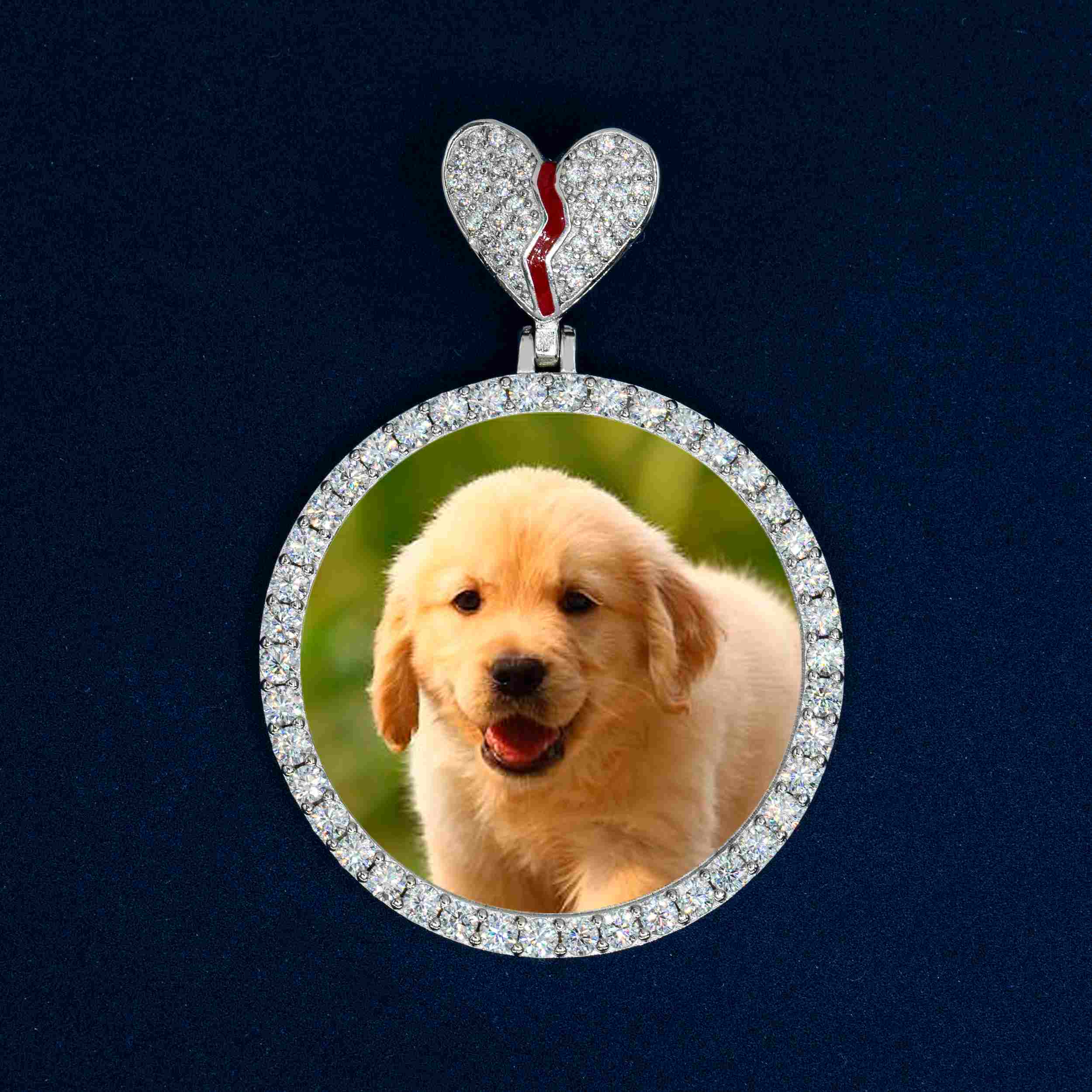 GL Custom photo pendant VVS Mossad split heart pendant Main image