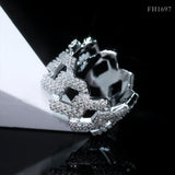 Moissanite Jewelry Custom hip hop cuban Rings 925 Sterling Silver Fashion 2rows VVS Diamond Ring
