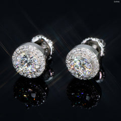 GL Luxury Moissanite Jewelry VVS Diamond Round Earrings 8mm 9.2mm 11mm Sterling Silver 925 Hip Hop Fashion Earrings