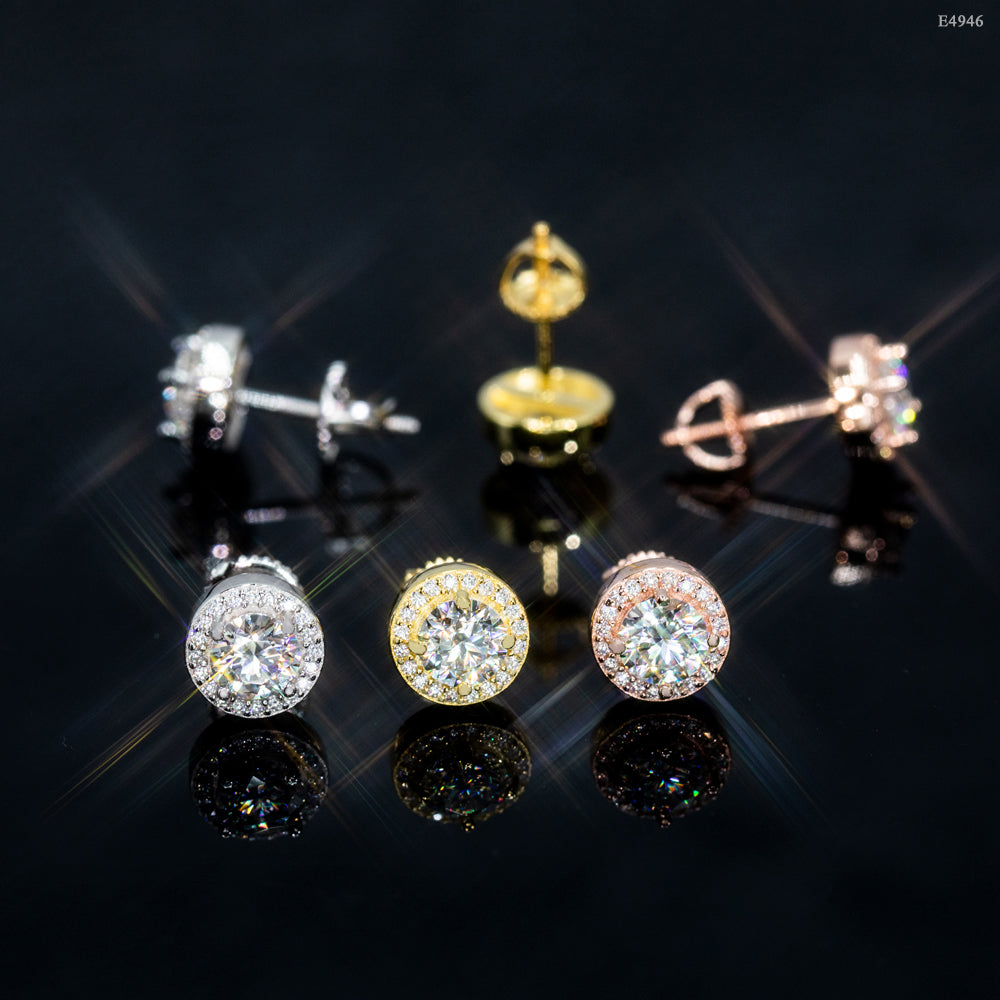 GL Luxury Moissanite Jewelry VVS Diamond Round Earrings 8mm 9.2mm 11mm Sterling Silver 925 Hip Hop Fashion Earrings