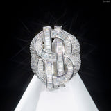 925 Sterling Silver VVS Moissanite Iced US Dollars Ring