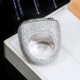 Baguette VVS Moissanite Big Square Design Ring hip hop 925 Sterling Silver ring for Fashion Jewelry