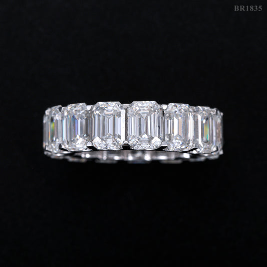 Classic Emerald Cut jewelry Eternity Moissanite Diamond Band Ring