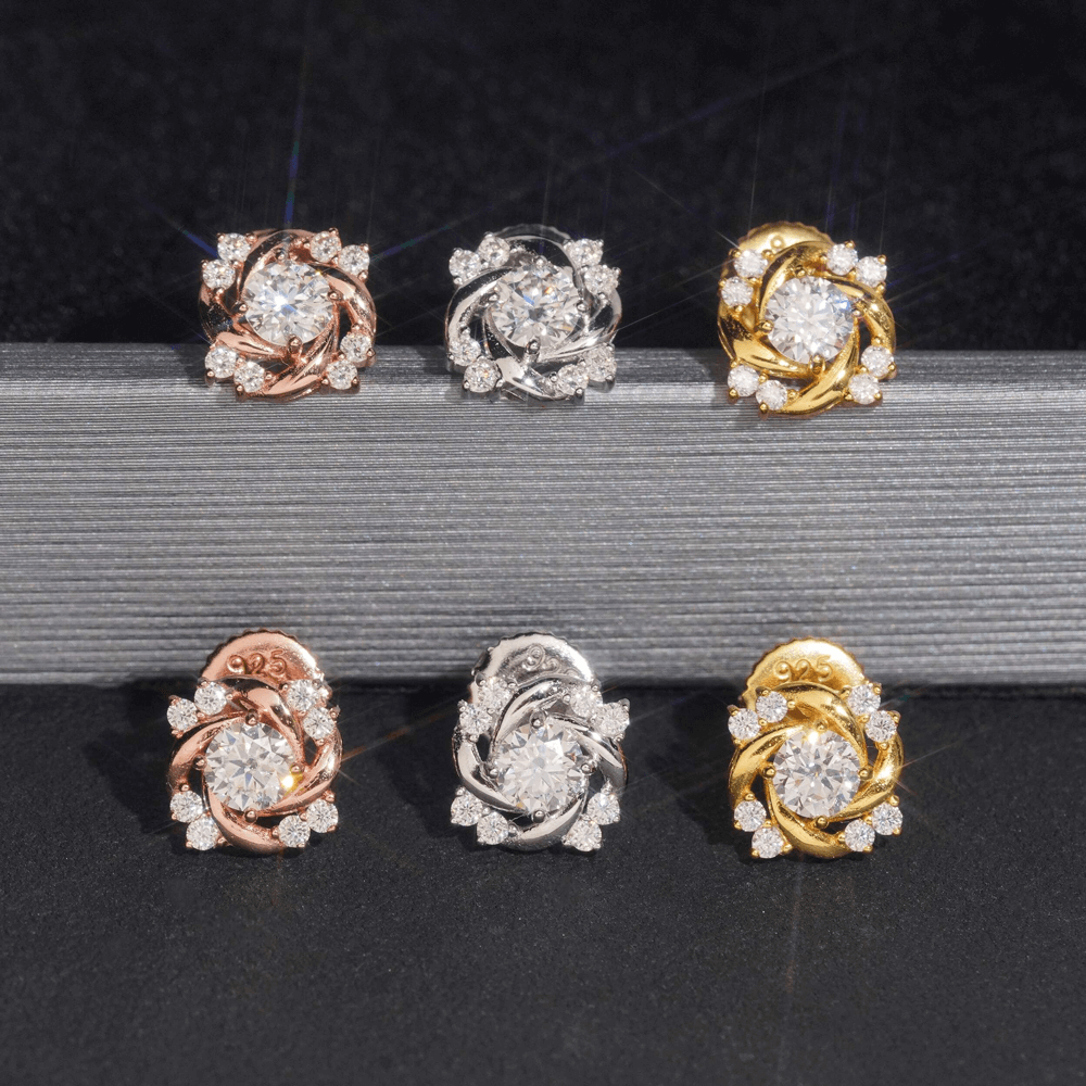 Hiphop Jewelry  925 Sterling Silver VVS Round Cut Moissanite Stud Earring