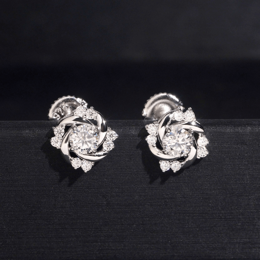 Hiphop Jewelry  925 Sterling Silver VVS Round Cut Moissanite Stud Earring