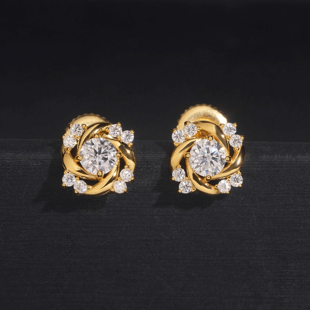 Hiphop Jewelry  925 Sterling Silver VVS Round Cut Moissanite Stud Earring