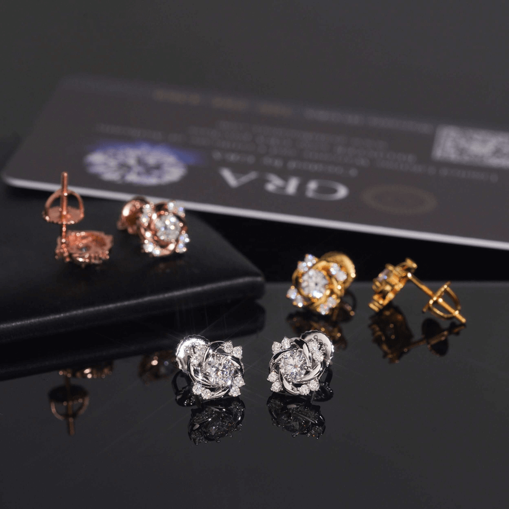 Hiphop Jewelry  925 Sterling Silver VVS Round Cut Moissanite Stud Earring Secondary image