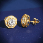 Hiphop Jewelry  925 Sterling Silver VVS Round Cut Emerald Cut Moissanite Stud pentagon Earring