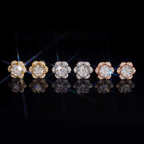 GL Hiphop Jewelry  925 Sterling Silver VVS Round Cut Emerald Cut Moissanite Stud Flower Shape Earring