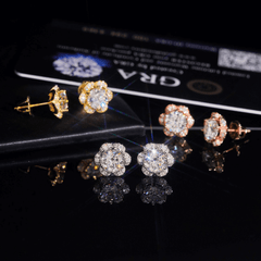 GL Hiphop Jewelry  925 Sterling Silver VVS Round Cut Emerald Cut Moissanite Stud Flower Shape Earring