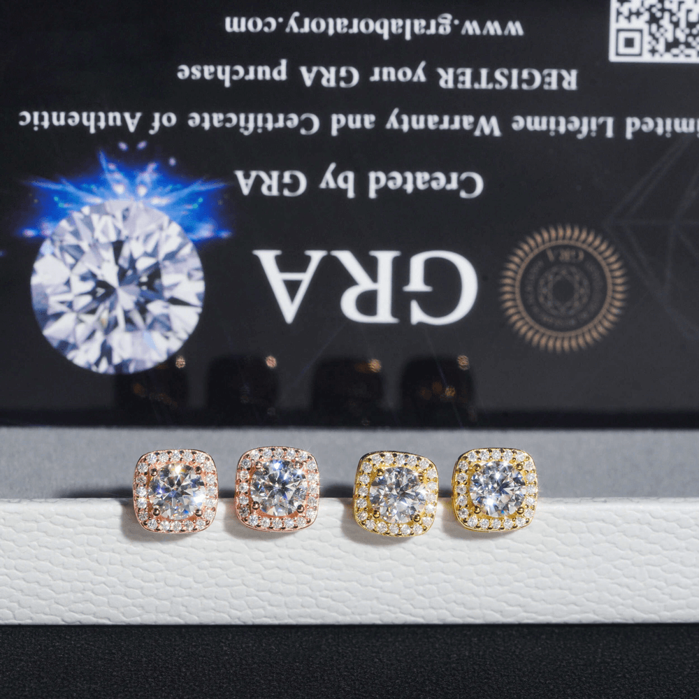 GL Hiphop Jewelry  925 Sterling Silver VVS Round Cut Moissanite Stud Earring
