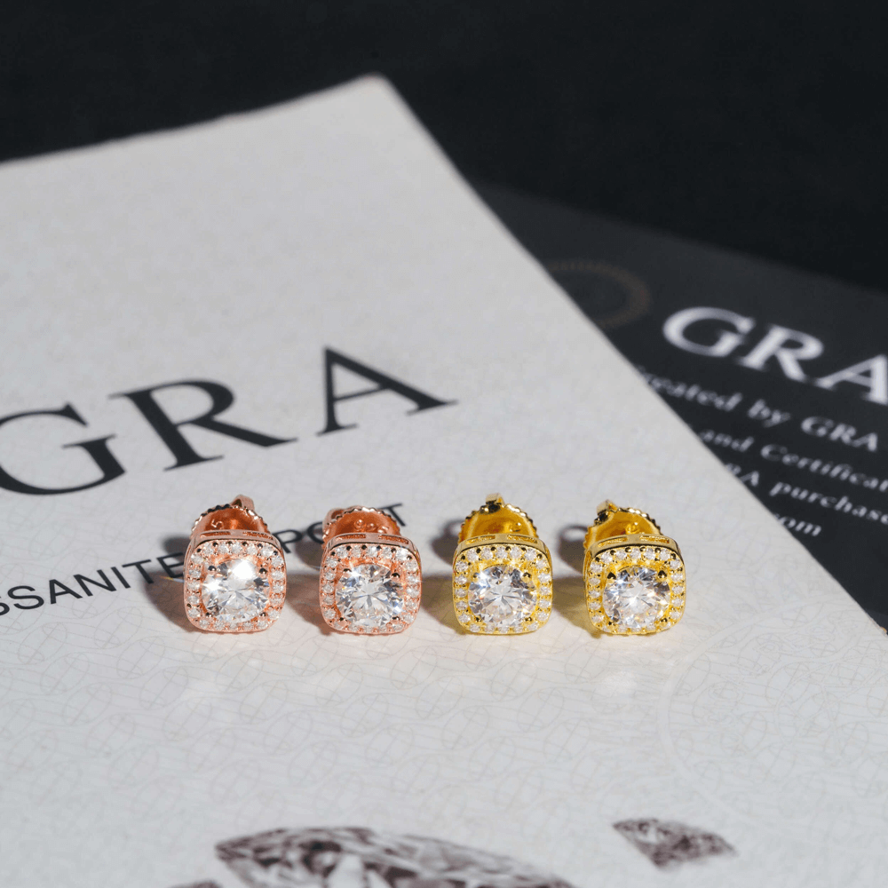 GL Hiphop Jewelry  925 Sterling Silver VVS Round Cut Moissanite Stud Earring