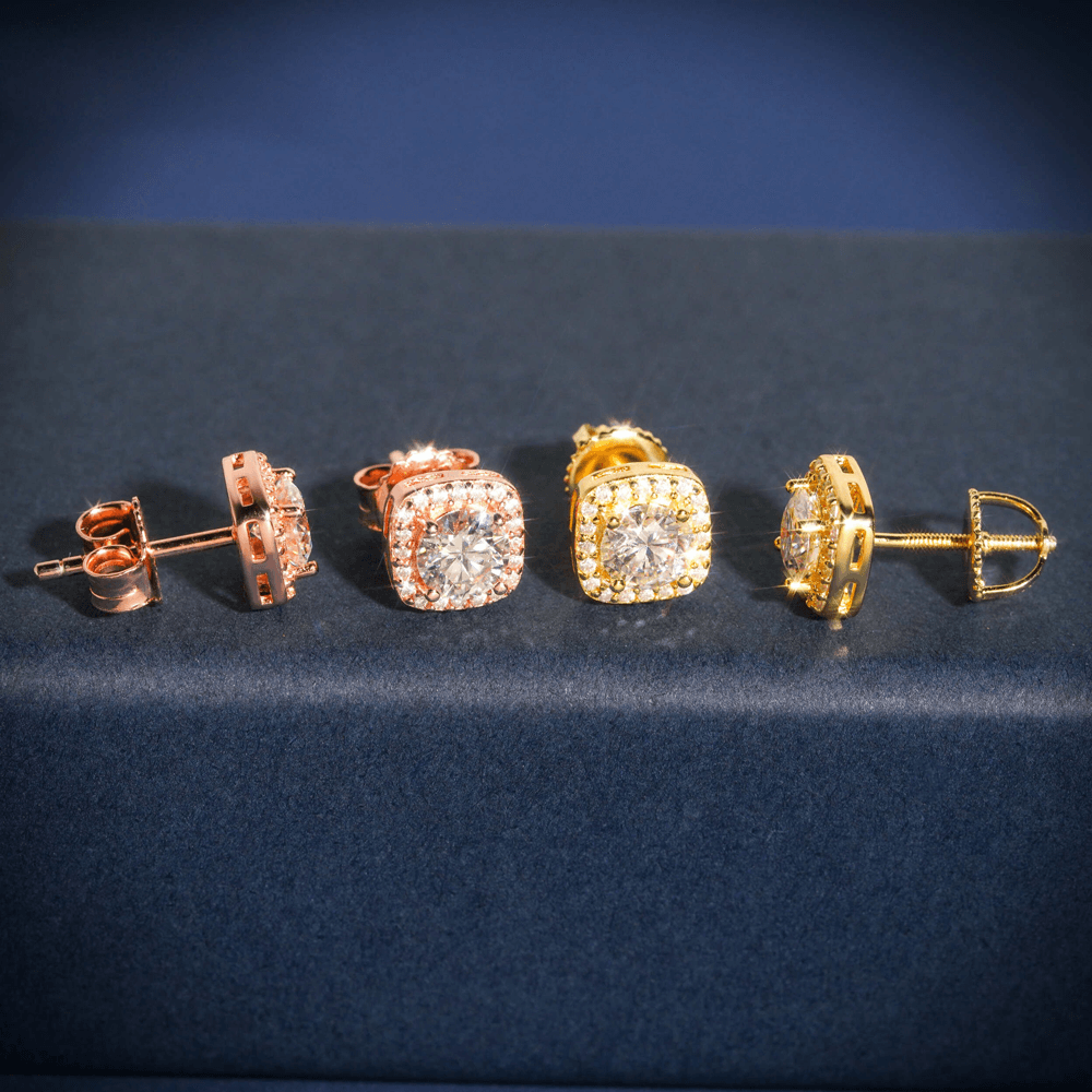 GL Hiphop Jewelry  925 Sterling Silver VVS Round Cut Moissanite Stud Earring