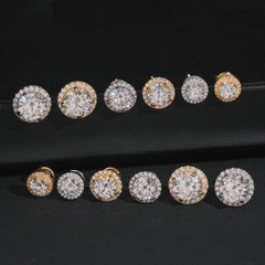 GL Hiphop Jewelry  925 Sterling Silver VVS Round Cut Moissanite Stud Earring