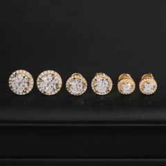 GL Hiphop Jewelry  925 Sterling Silver VVS Round Cut Moissanite Stud Earring