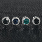 GL S925 Silver VVS Round Cut Colored Moissanite Stud Earring