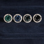 GL S925 Silver VVS Round Cut Colored Moissanite Stud Earring