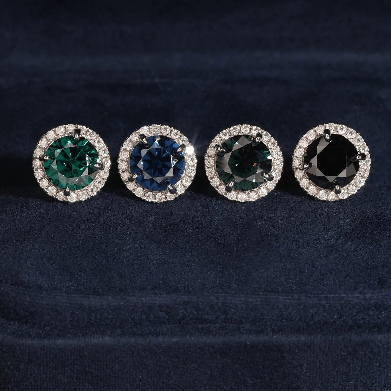 GL S925 Silver VVS Round Cut Colored Moissanite Stud Earring