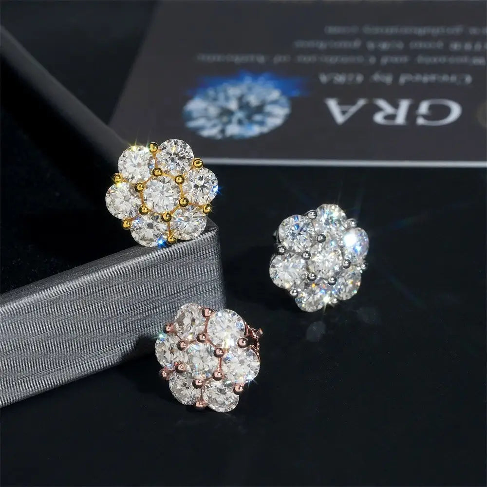 GL High Quality 925 Sterling Silver VVS Round Cut Moissanite Stud Earring