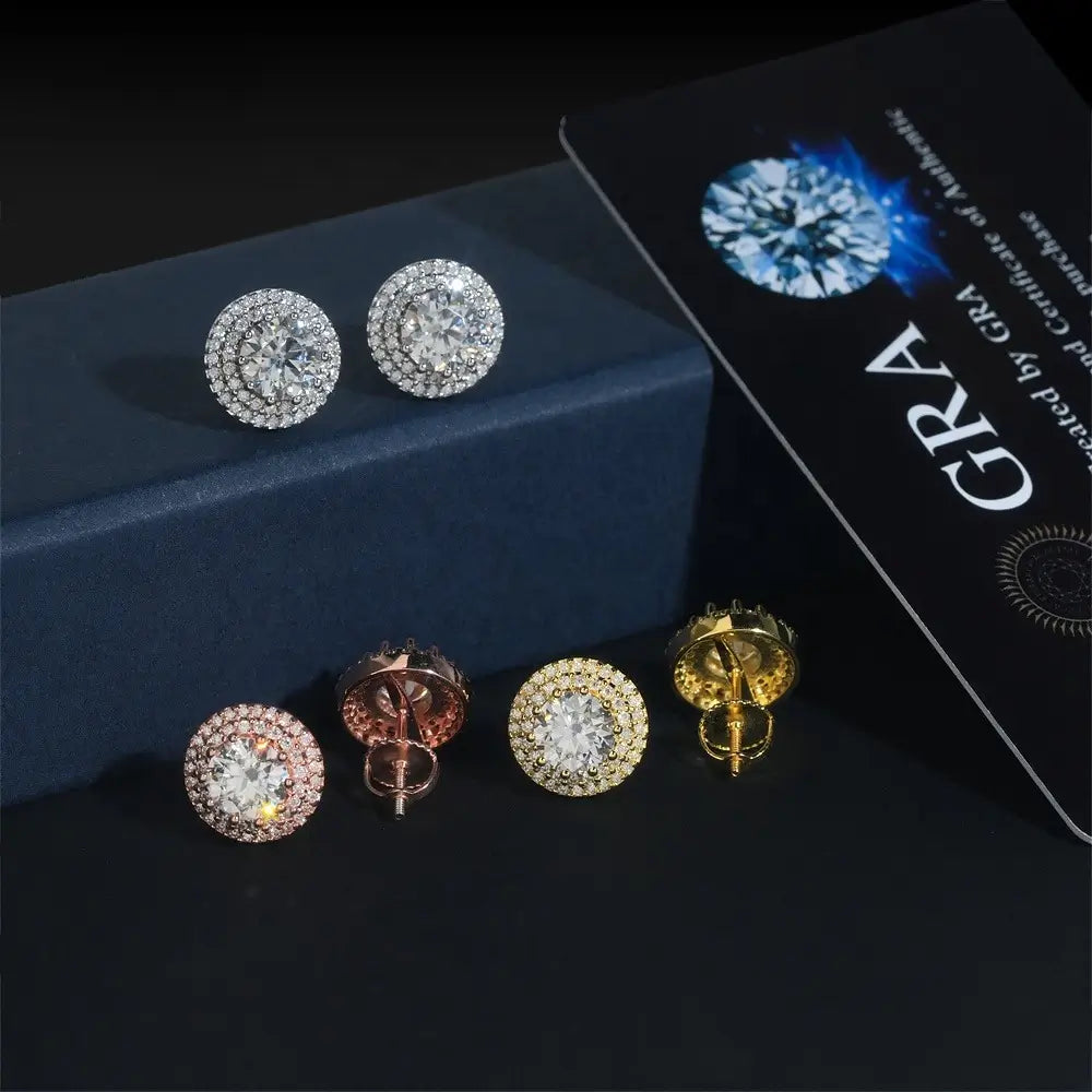 GL 925 Silver VVS Moissanite Diamond Trendy Stud Earrings