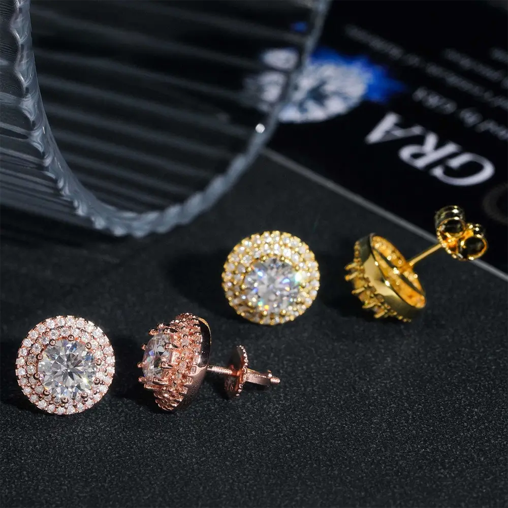 GL 925 Silver VVS Moissanite Diamond Trendy Stud Earrings