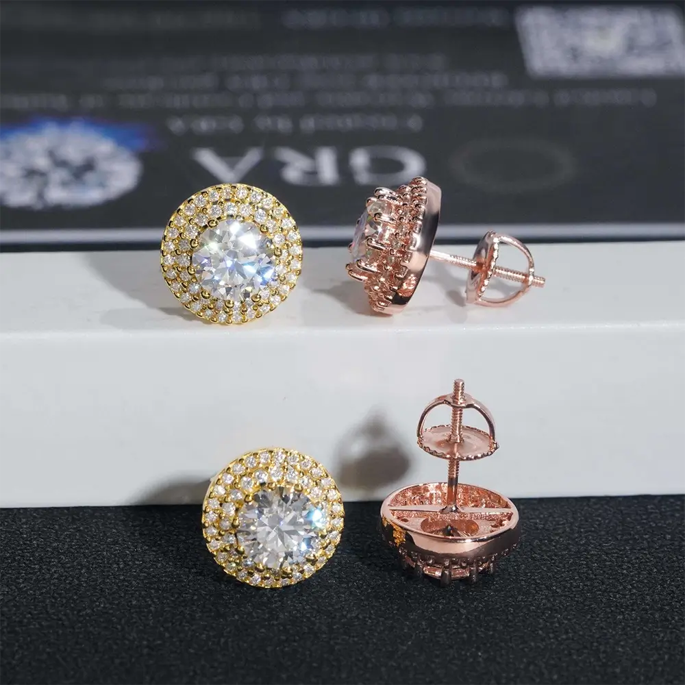 GL 925 Silver VVS Moissanite Diamond Trendy Stud Earrings