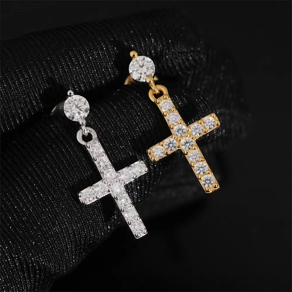 GL S925 Silver VVS Moissanite Diamond Fashion Cross Stud Earring