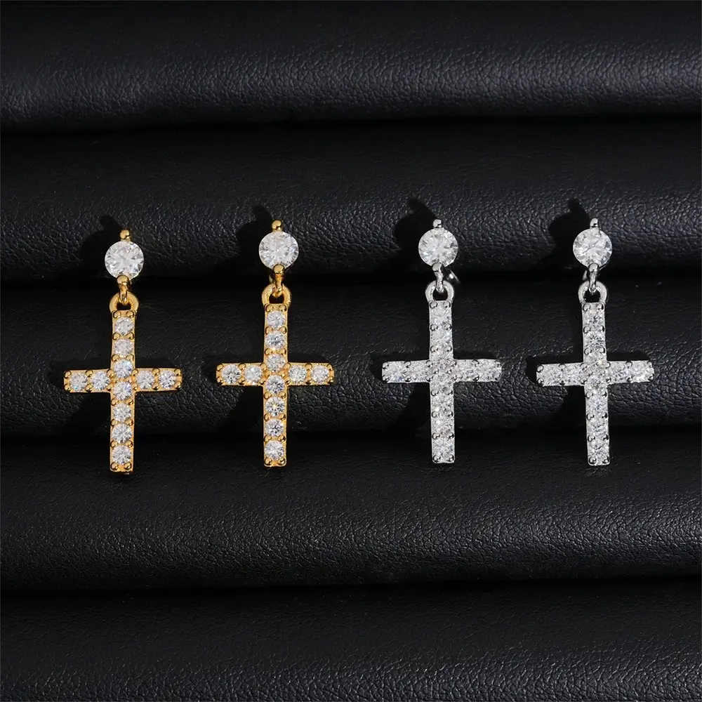 GL S925 Silver VVS Moissanite Diamond Fashion Cross Stud Earring