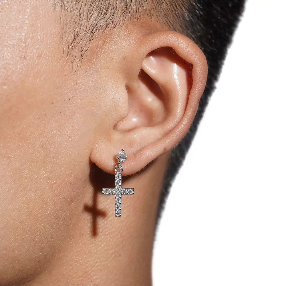 GL S925 Silver VVS Moissanite Diamond Fashion Cross Stud Earring Main image