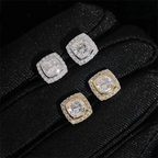 GL Hiphop Jewelry  925 Sterling Silver VVS Round Cut Moissanite Stud Square Shape Earring