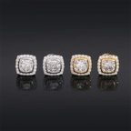 GL Hiphop Jewelry  925 Sterling Silver VVS Round Cut Moissanite Stud Square Shape Earring