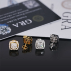 GL Hiphop Jewelry  925 Sterling Silver VVS Round Cut Moissanite Stud Square Shape Earring